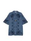 Zimmermann Aster Broderie Anglaise-trimmed Cotton-denim Mini Dress In Navy