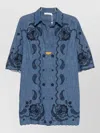 Zimmermann Aster Broderie Anglaise-trimmed Cotton-denim Mini Dress In Blue