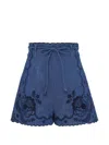 Zimmermann Womens Railway Blue Aster Embroidered Denim Shorts Xs In Blue