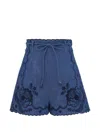 Zimmermann Womens Railway Blue Aster Embroidered Denim Shorts Xs In Blue
