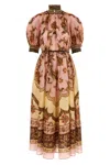 Zimmermann Womens Mauve Jacobean Aster Billow Silk Maxi Dress Xl In Multi