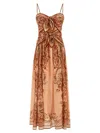 Zimmermann Womens Pink Paisley Floral Aster Scar Silk Midi Dress Xl In Orange