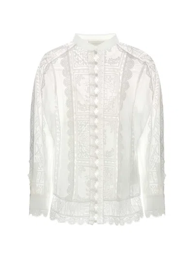 Zimmermann Aster Embroidered Blouse In White