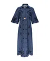 Zimmermann Womens Railway Blue Aster Embroidered Denim Midi Dress Xxs In Blue