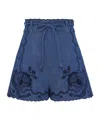Zimmermann Womens Railway Blue Aster Embroidered Denim Shorts Xs In Blue