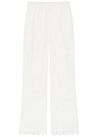 Zimmermann Aster Embroidered Lace Trousers In White