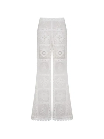 Zimmermann Aster Embroidered Trousers In Neutral