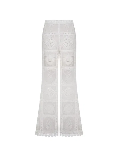 Zimmermann Womens Ivory Aster Embroidered Woven Trousers In White