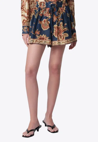 Zimmermann Aster Floral Silk Shorts In Multicolor