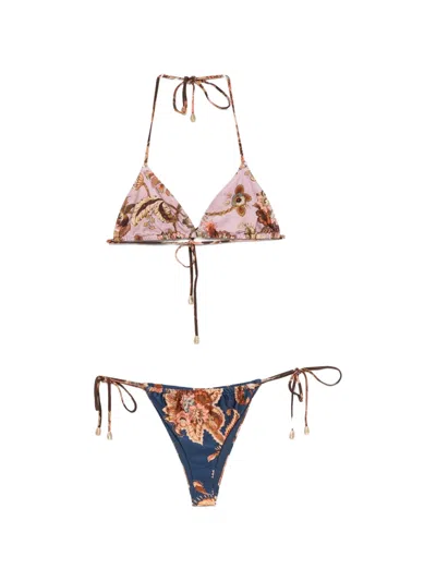 Zimmermann Aster Floral-print Bikini In Blue
