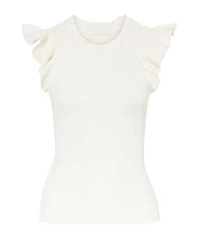 Zimmermann Aster Frill Racer Ribbed-knit Tank In White