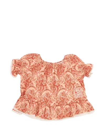 Zimmermann Kids' Aster Frill-sleeve Top In Pink