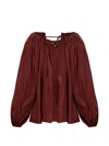 Zimmermann Blouse Aster With Ruffles And Beads In Brown