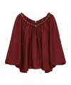 Zimmermann Blouse Aster With Ruffles And Beads In Burgundy