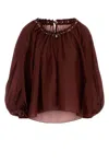 Zimmermann Blouse Aster With Ruffles And Beads In Brown