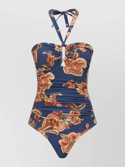ZIMMERMANN ASTER HALTERNECK SWIMSUIT SIGNATURE FLORAL CUTOUTS