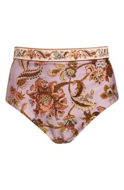 Zimmermann Aster High Waist Bikini Bottoms In Pink