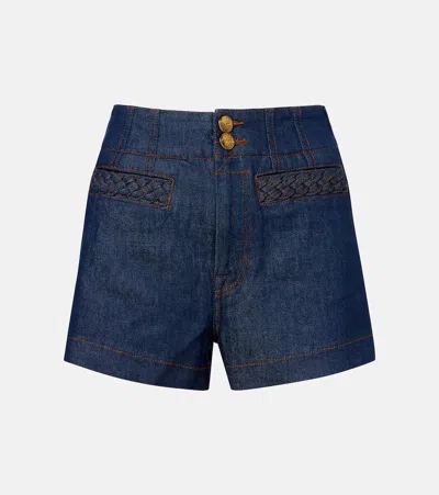 Zimmermann Aster High-rise Denim Shorts In Blue
