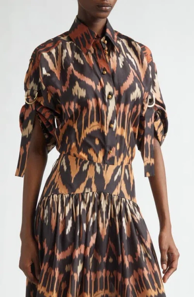Zimmermann Aster Ikat Print Relaxed Silk Button-up Shirt In Multi