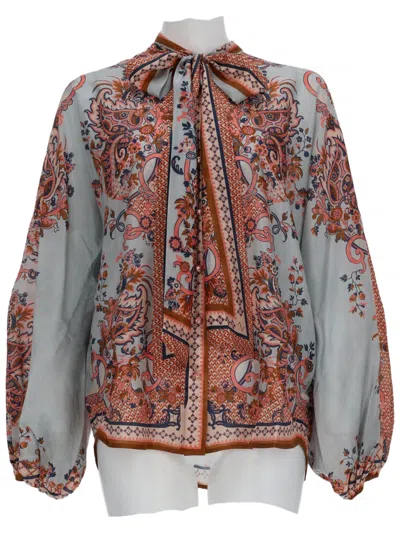 Zimmermann Aster Intricate Floral Silk Blouse In Multi