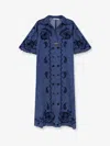Zimmermann Womens Railway Blue Aster Embroidered Denim Midi Dress Xxs In Blue