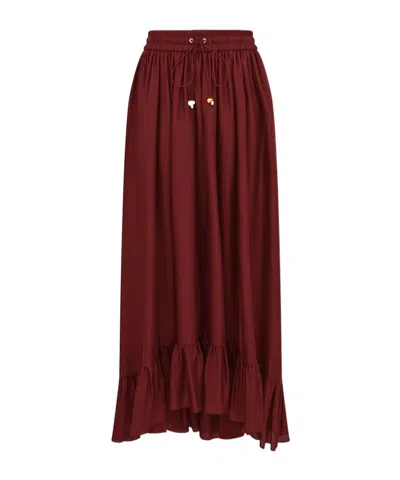 Zimmermann Aster Ruffled Silk Maxi Skirt In Red
