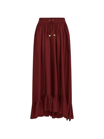Zimmermann Aster Maxi Skirt In Burgundy