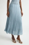 Zimmermann Aster Metallic Flared Ottoman Stitch Sweater Skirt In Blue