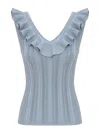 Zimmermann Womens Metallic Blue Aster Metallic Frilled Rib-knit Top In Blue
