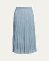 Zimmermann Aster Metallic Flared Ottoman Stitch Sweater Skirt In Blue