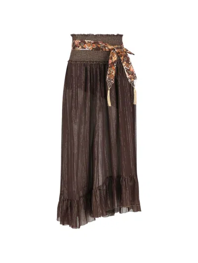 Zimmermann Aster Midi Skirt In Brown