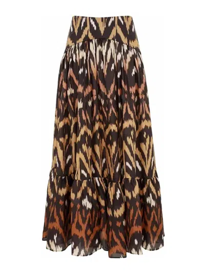 Zimmermann Aster Midi Skirt In Multicolour