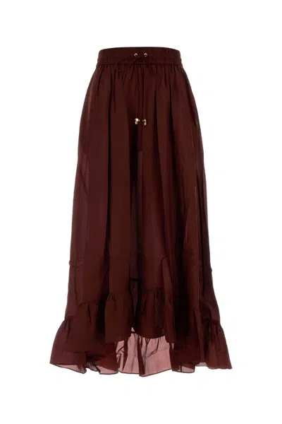 Zimmermann Aster Mini Silk Skirt In Burgundy