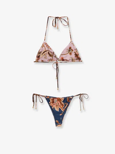 Zimmermann Aster Nylon Bikini With Paisley Print In Multi