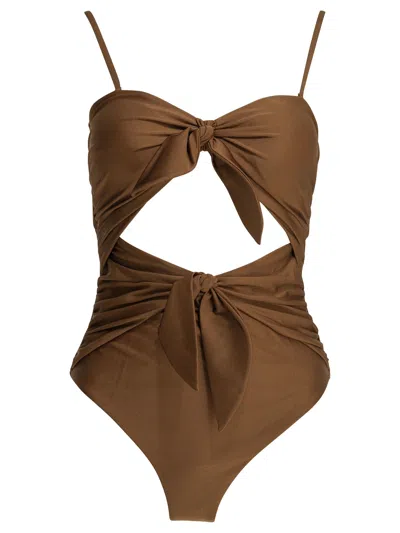 Zimmermann Aster One Piece Swimsuit Knot Detail In Brown