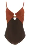 Zimmermann Aster Diamond Wired Swimsuit In Brown