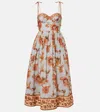 Zimmermann Womens Blue Jacobean Aster Corseted Printed Cotton Midi Dress In Multi