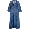 Zimmermann Womens Railway Blue Aster Embroidered Denim Midi Dress Xxs In Blue