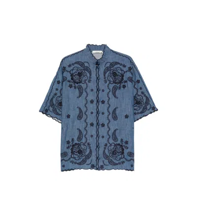 Zimmermann Aster Paisley-embroidered Scalloped Blouse In Multi