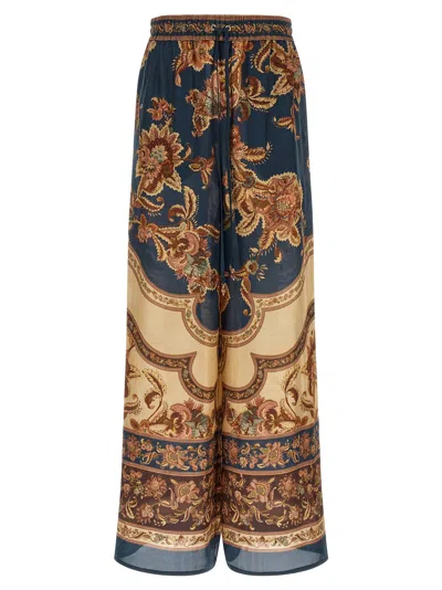 Zimmermann Aster Printed Silk Palazzo Pants In Brown