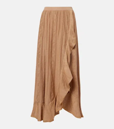 Zimmermann Aster Pointelle Lamé Maxi Skirt In Brown