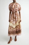 Zimmermann Womens Mauve Jacobean Aster Billow Silk Maxi Dress Xl In Pink