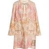 Zimmermann Aster Print Long Sleeve Linen Shift Dress In Pink
