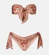 Zimmermann Womens Pink Paisley Floral Aster Scarf Tie Bikini Set Xs In Brown