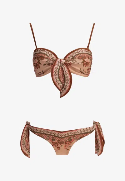 Zimmermann Aster Printed Bikini In Neutral