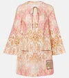 Zimmermann Aster Print Long Sleeve Linen Shift Dress In Multi