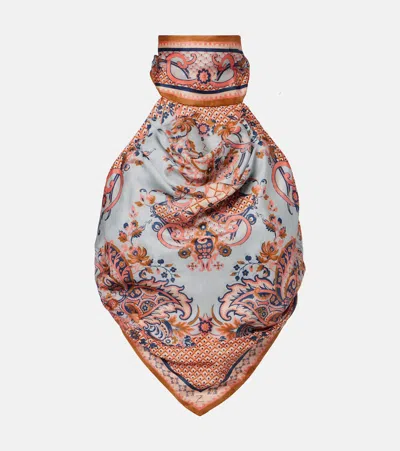 Zimmermann Aster Printed Silk Crop Top In Multi