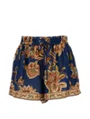 Zimmermann Aster Shorts Elastic Waistband Floral Trim Pockets In Blue