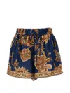 Zimmermann Aster Shorts Elastic Waistband Floral Trim Pockets In Blue