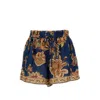 Zimmermann Aster Shorts Elastic Waistband Floral Trim Pockets In Blue